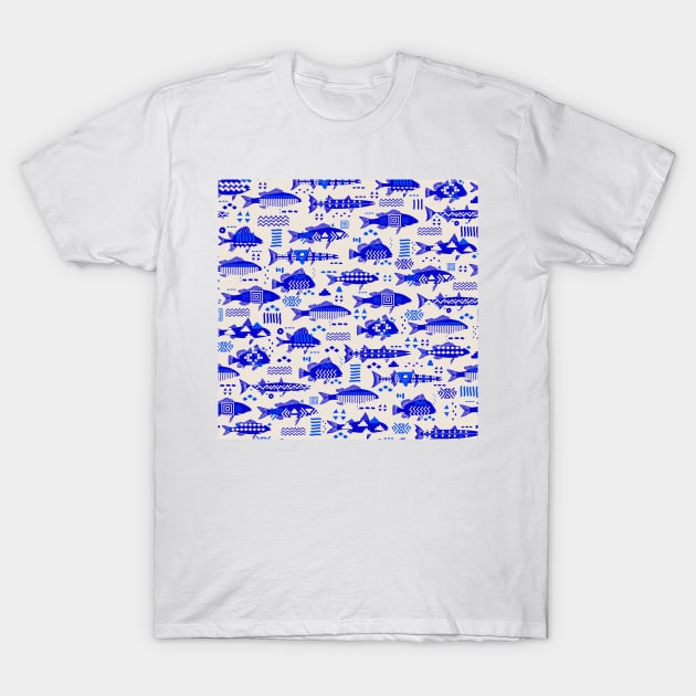 Boho Fishes in Indigo T-Shirt by matise